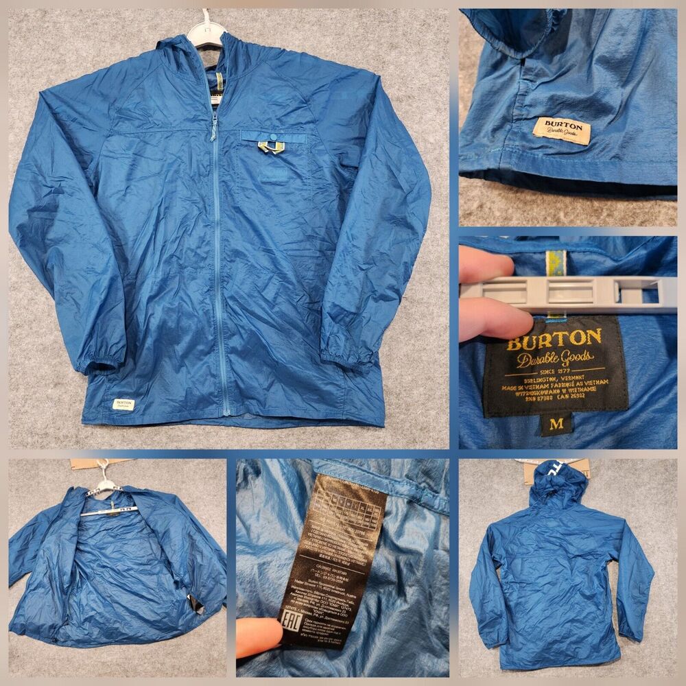 Burton Durable Goods Mens M Medium Full Zip Super Lightweight Windbreaker Jacket